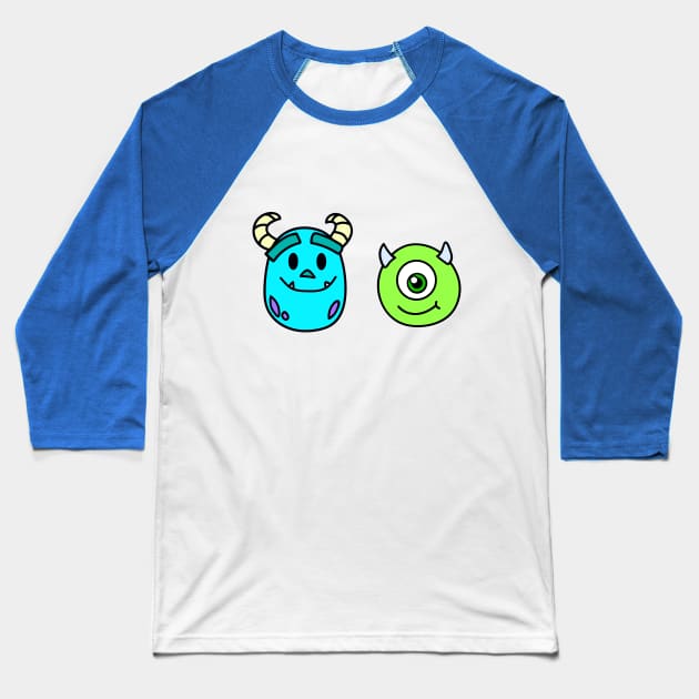 Monsters Inc Chibi Mike and Sulley Baseball T-Shirt by chibicrayon